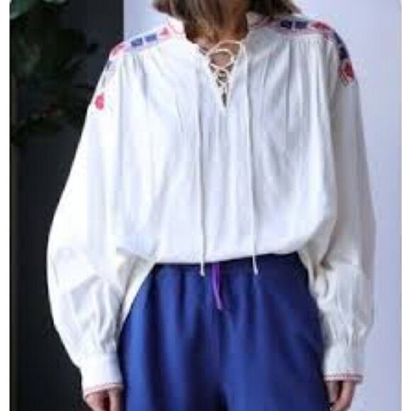 Xirena Lyric Top White Canvas Size Small Cotton Oversized Embroidered Blouse New - Picture 1 of 16